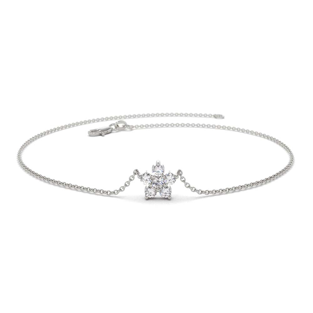 14K Gold Diamond Flower Charm Bracelet - view 3