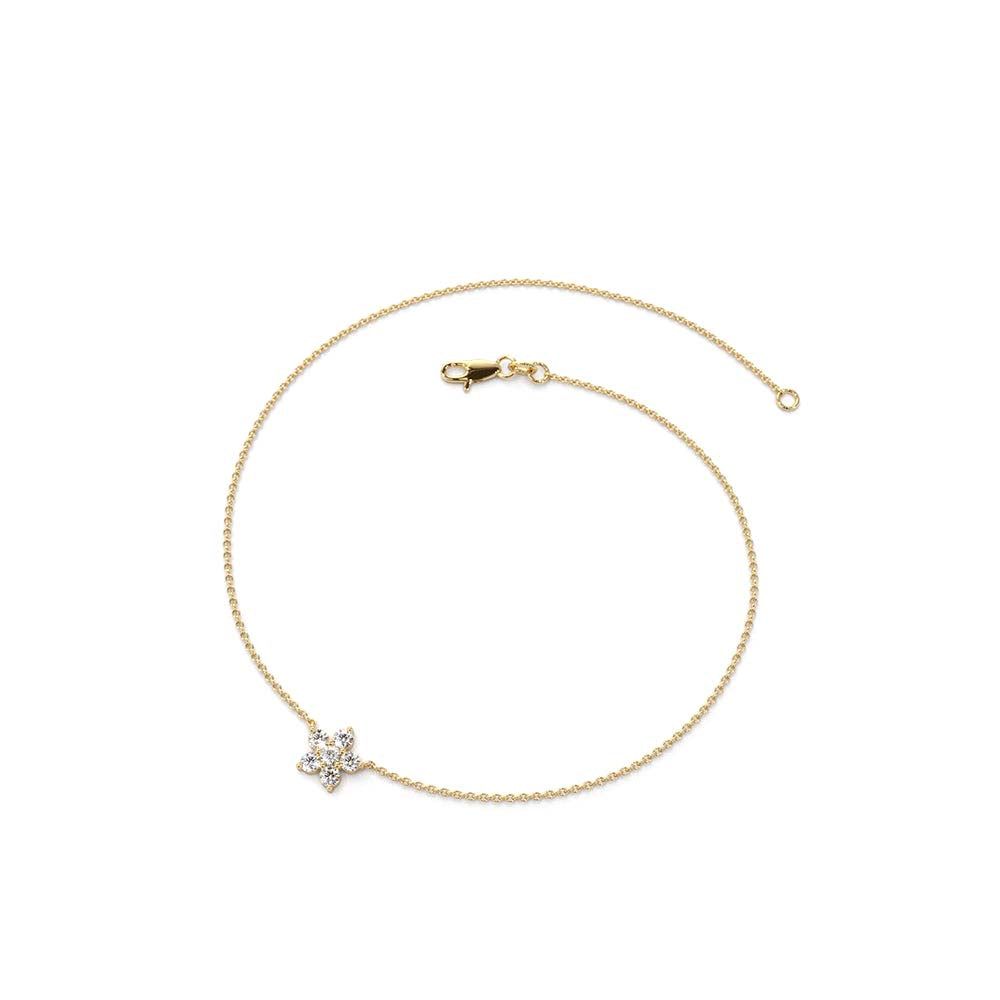 14K Gold Diamond Flower Charm Bracelet - view 4