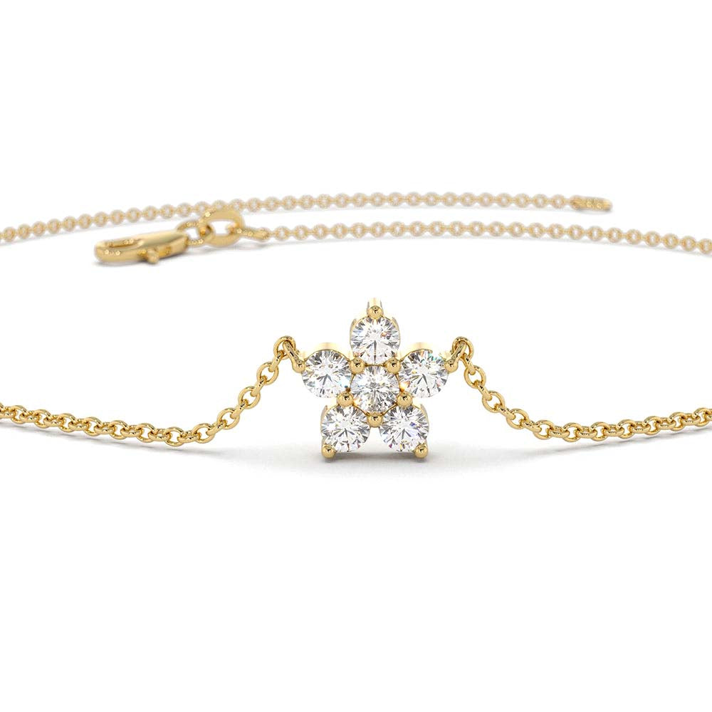 14K Gold Diamond Flower Charm Bracelet - view 5