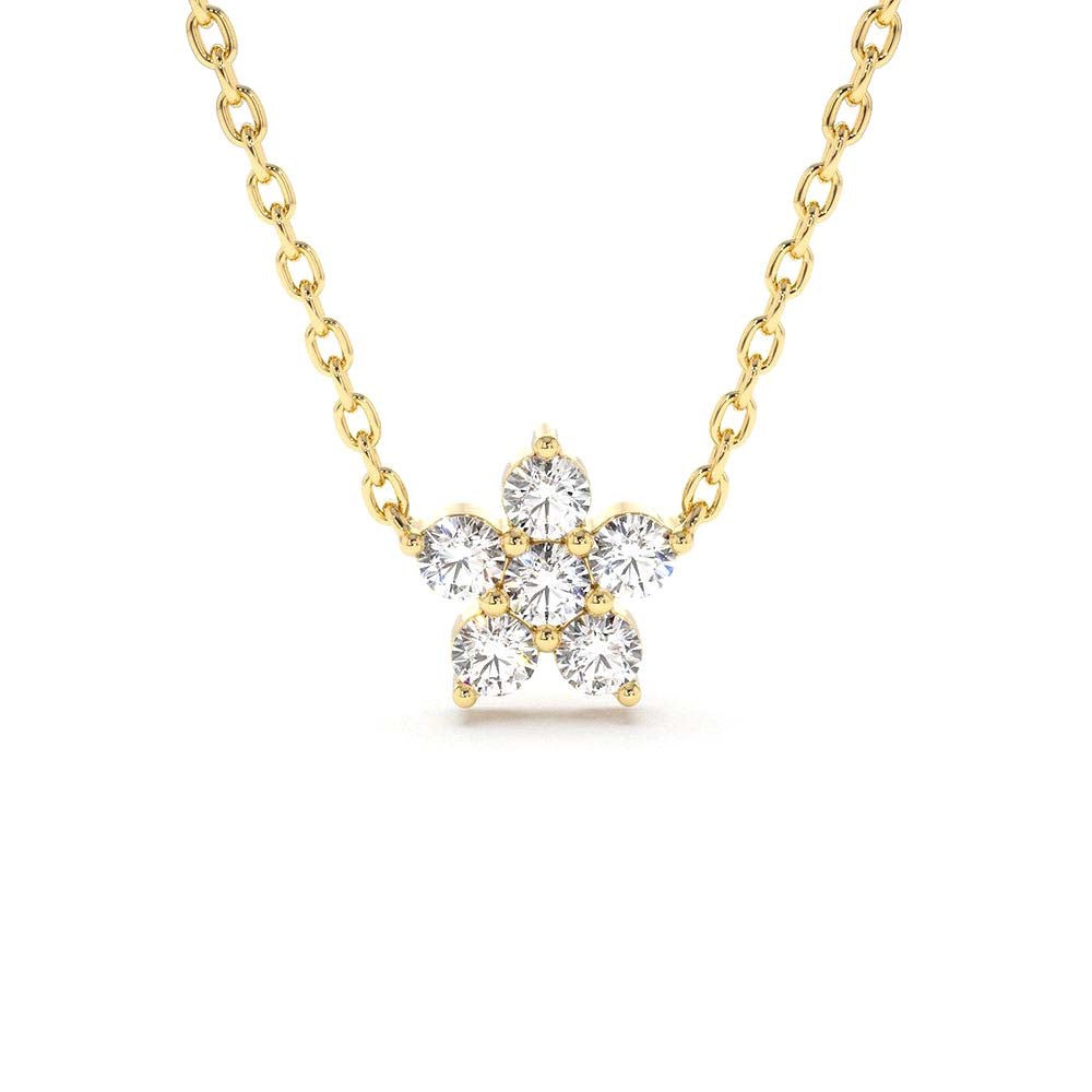 14K Gold Flower Charm Diamond Necklace by Orlina Fine