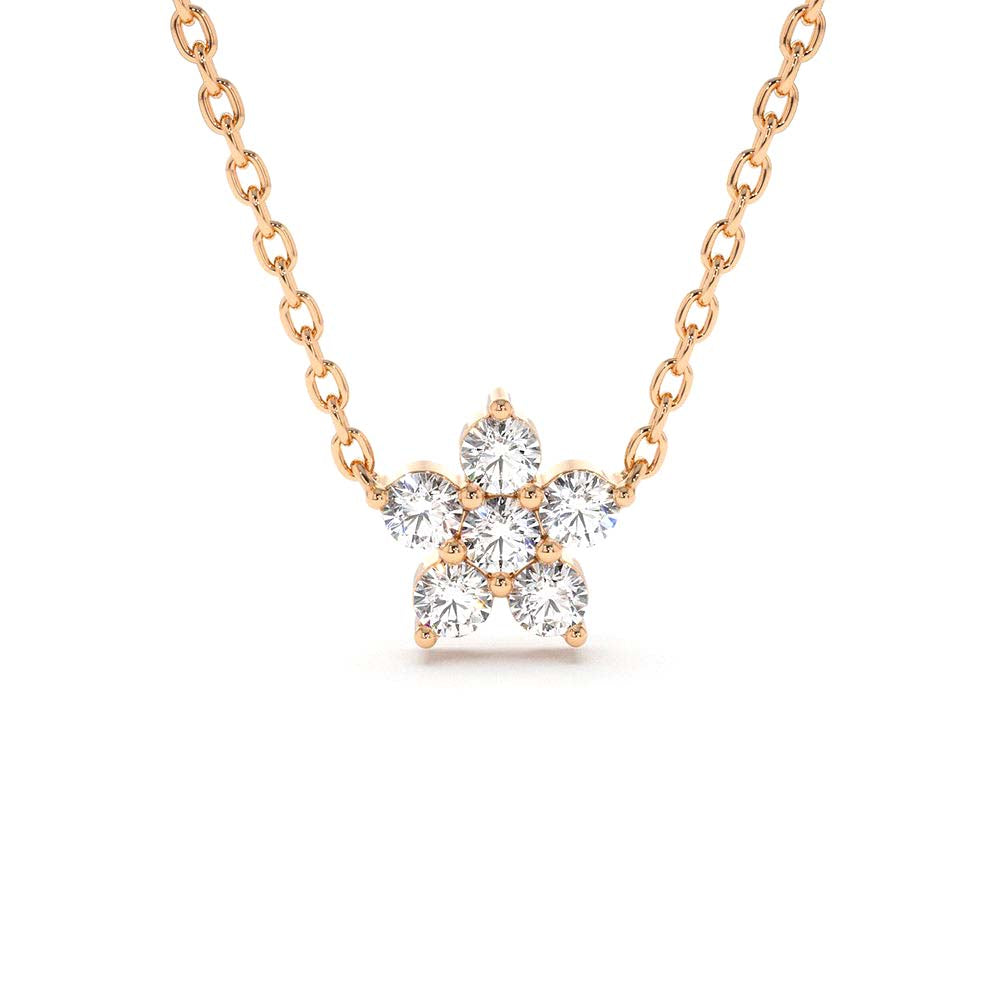 14K Gold Flower Charm Diamond Necklace - view 2
