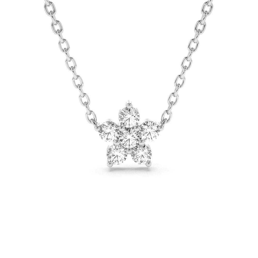 14K Gold Flower Charm Diamond Necklace - view 3