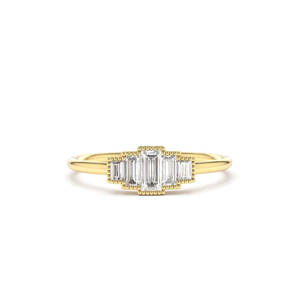 14K Gold Step Cut Baguette Diamond Ring by Orlina Fine