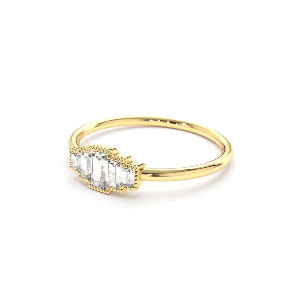 14K Gold Step Cut Baguette Diamond Ring - view 5