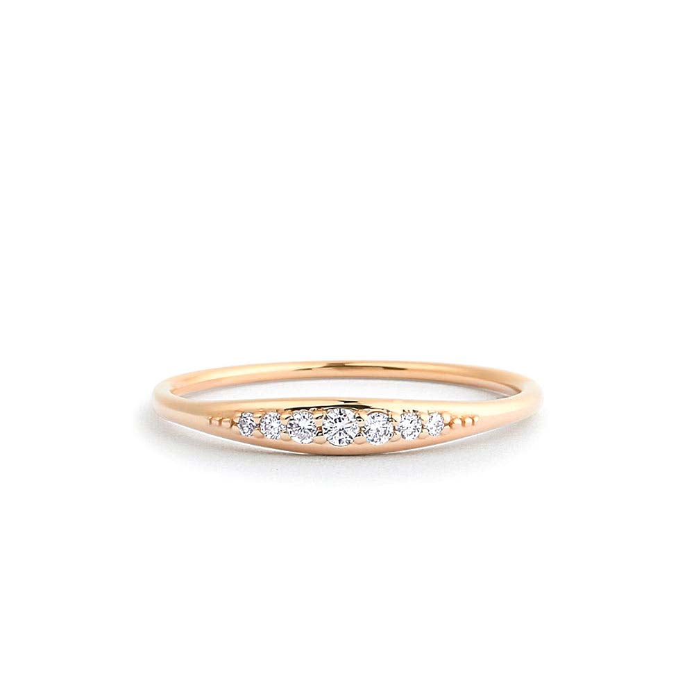 14K Graduating Diamond Wedding Band - view 2