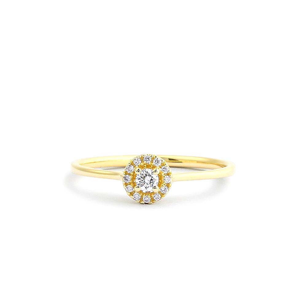 14K Gold Halo Diamond Ring by Orlina Fine