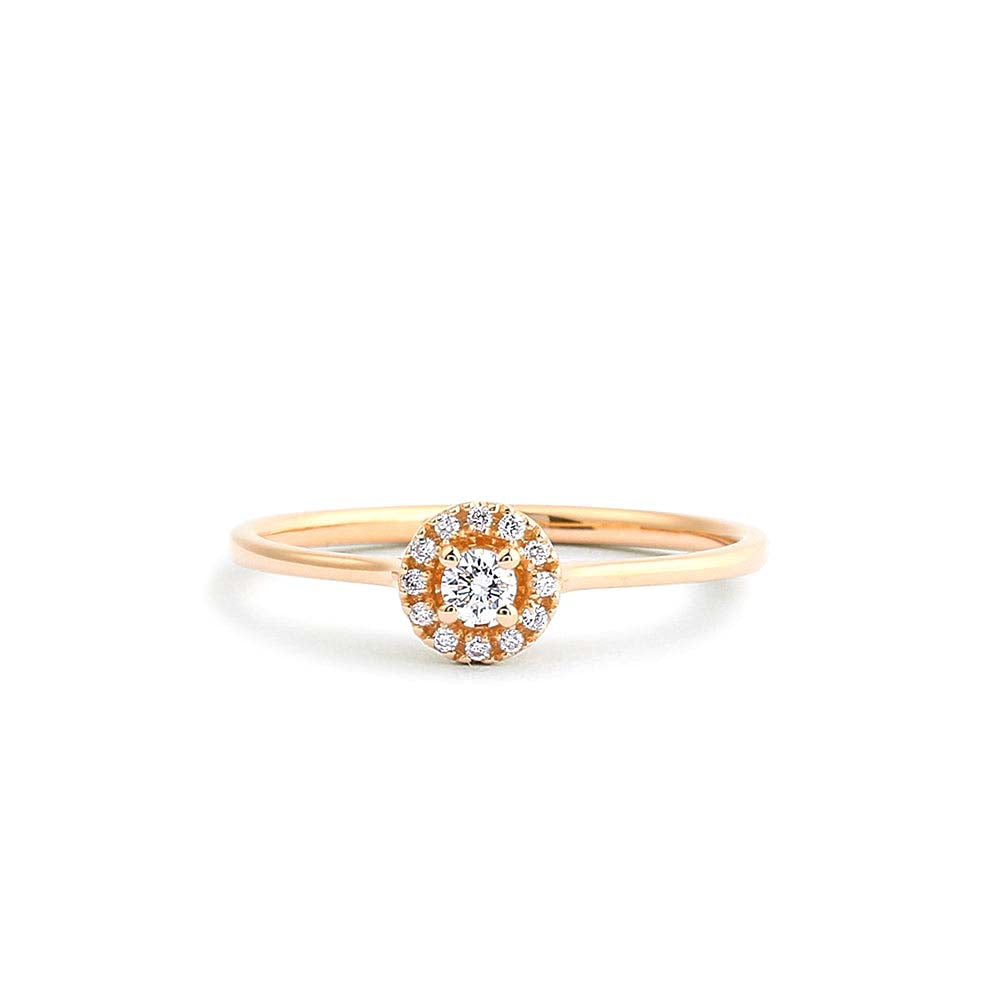 14K Gold Halo Diamond Ring - view 2