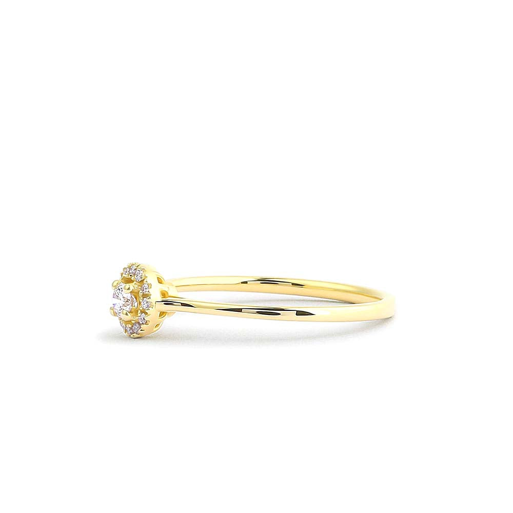 14K Gold Halo Diamond Ring - view 4