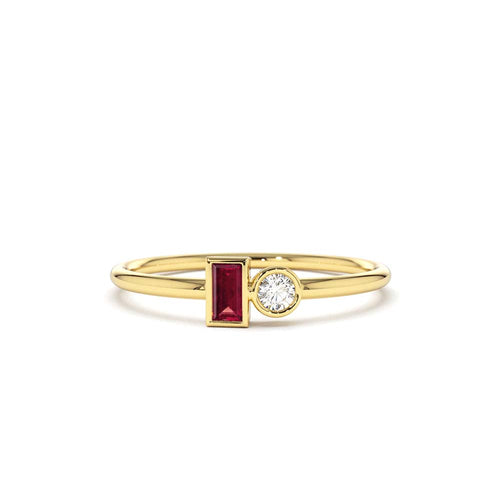 14K Baguette Ruby and Diamond Ring by Orlina Fine