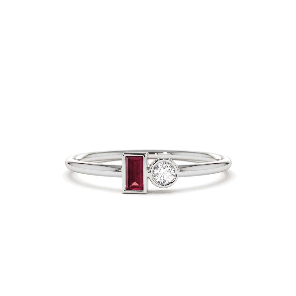 14K Baguette Ruby and Diamond Ring - view 3