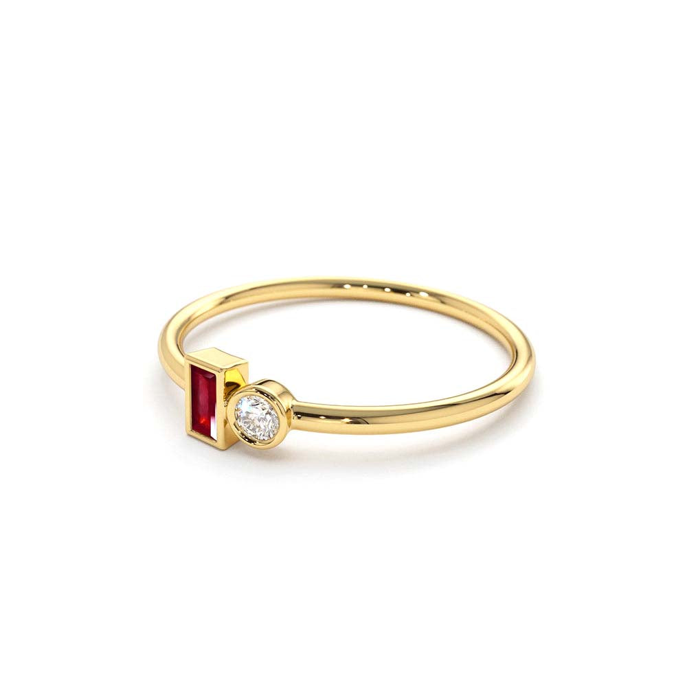 14K Baguette Ruby and Diamond Ring - view 4