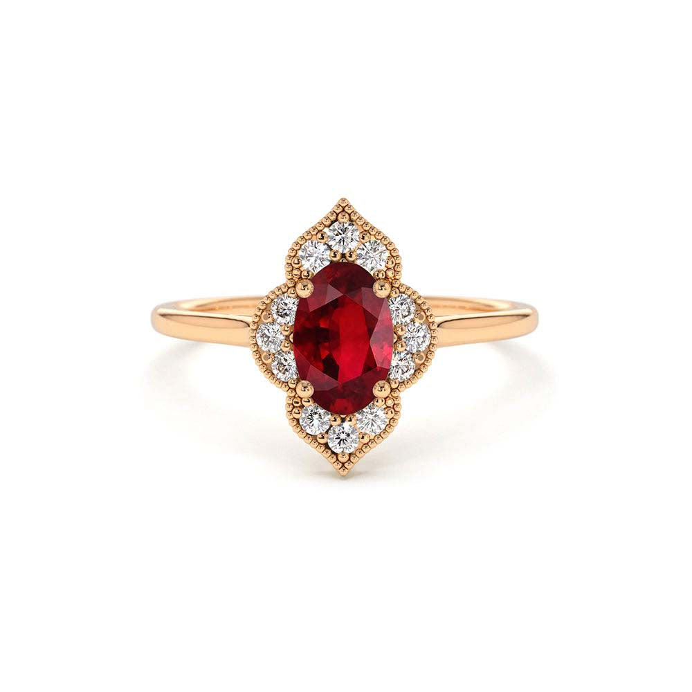 14K Victorian Genuine Ruby Ring - view 2