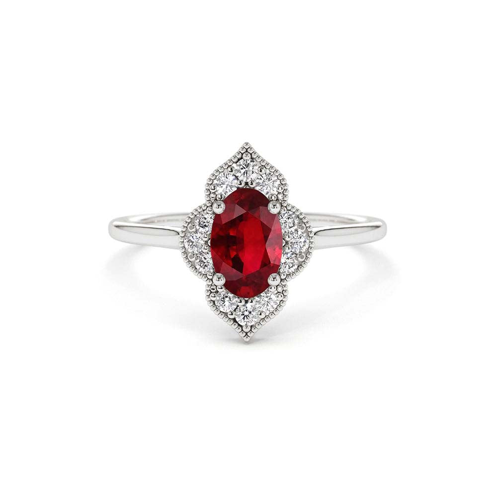 14K Victorian Genuine Ruby Ring - view 3