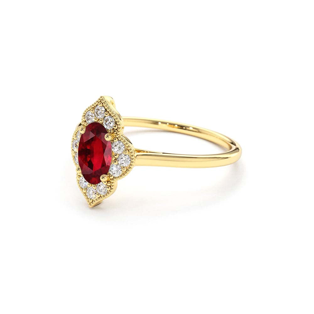 14K Victorian Genuine Ruby Ring - view 4