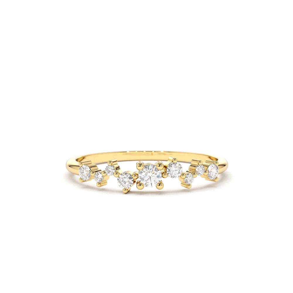 14K Multistone Diamond Cluster Ring by Orlina Fine
