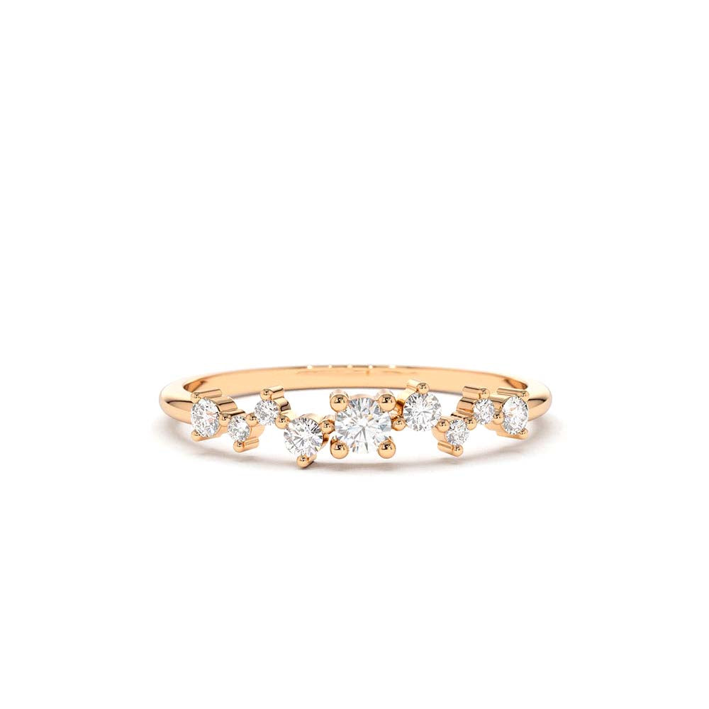 14K Multistone Diamond Cluster Ring - view 2
