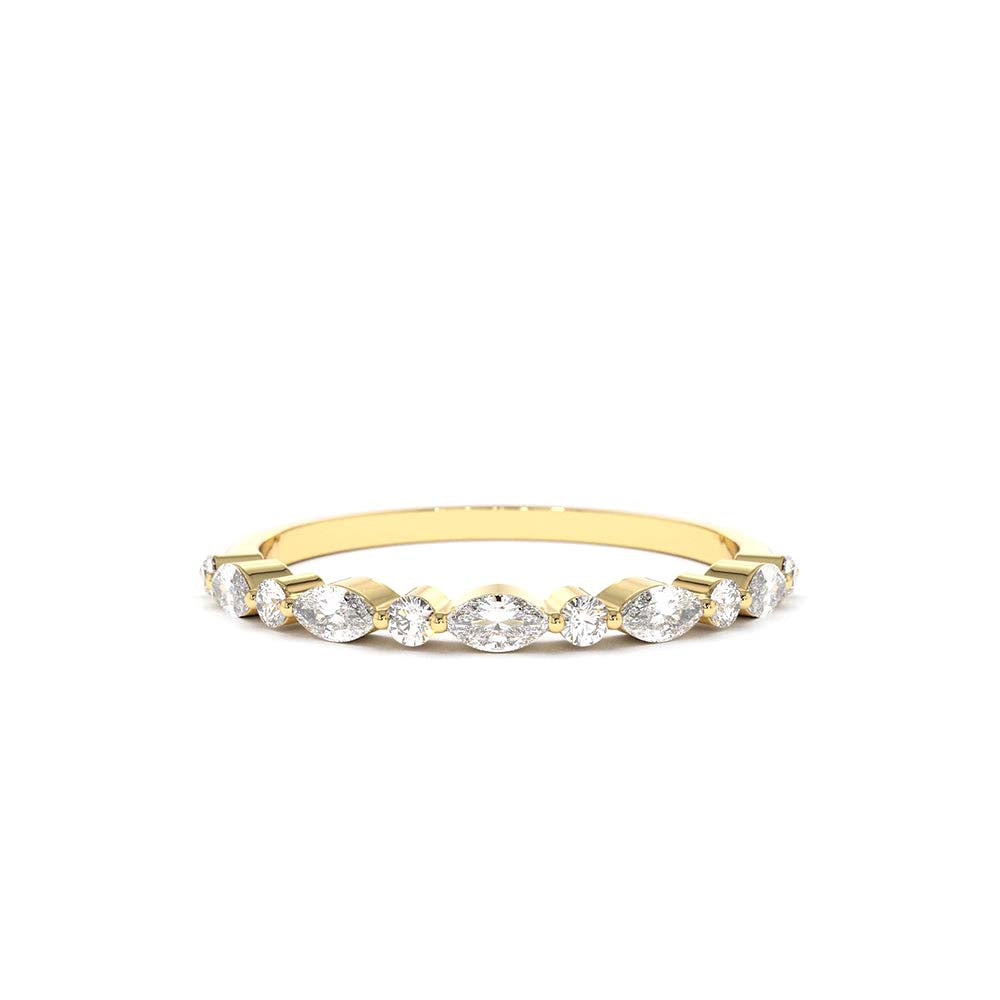14K Gold Marquise and Round Diamond Ring by Orlina Fine