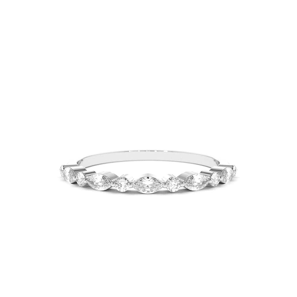 14K Gold Marquise and Round Diamond Ring - view 2