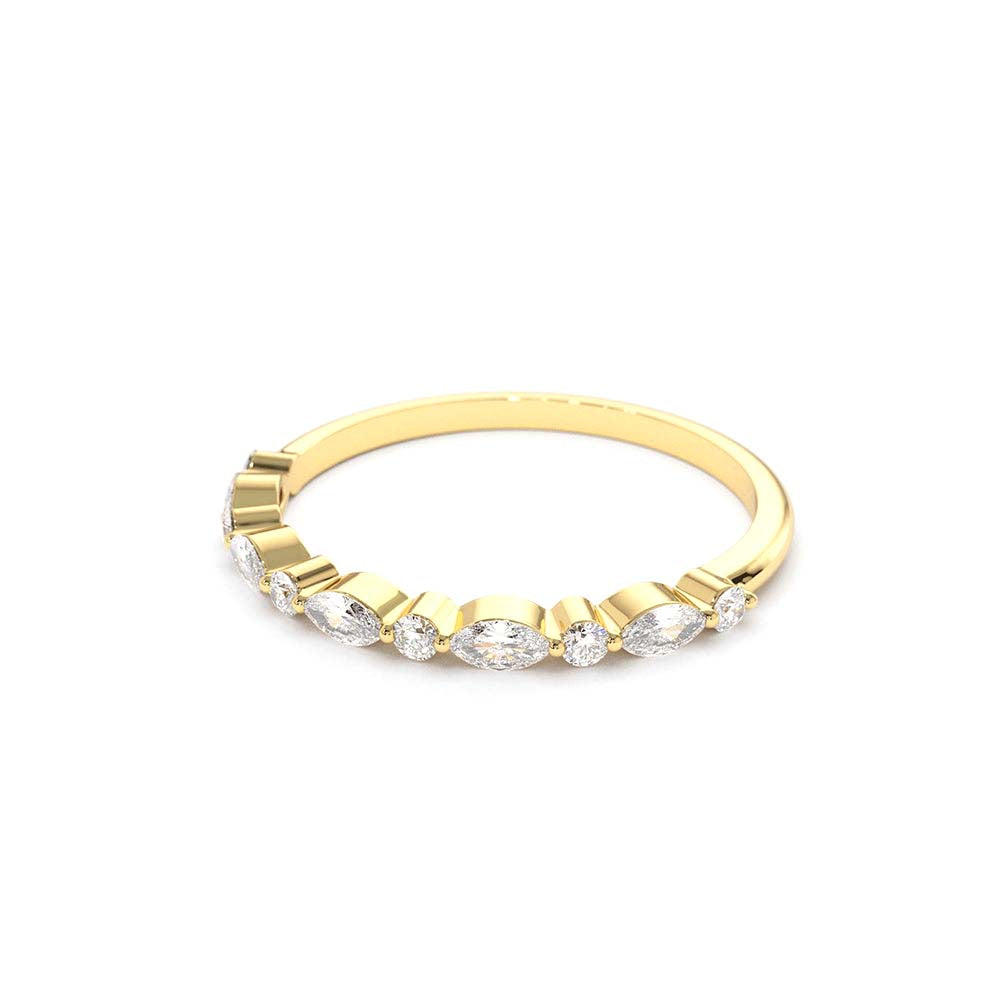 14K Gold Marquise and Round Diamond Ring - view 3