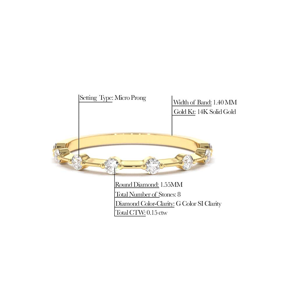 14K Gold Petite Diamond Wedding Ring - view 4