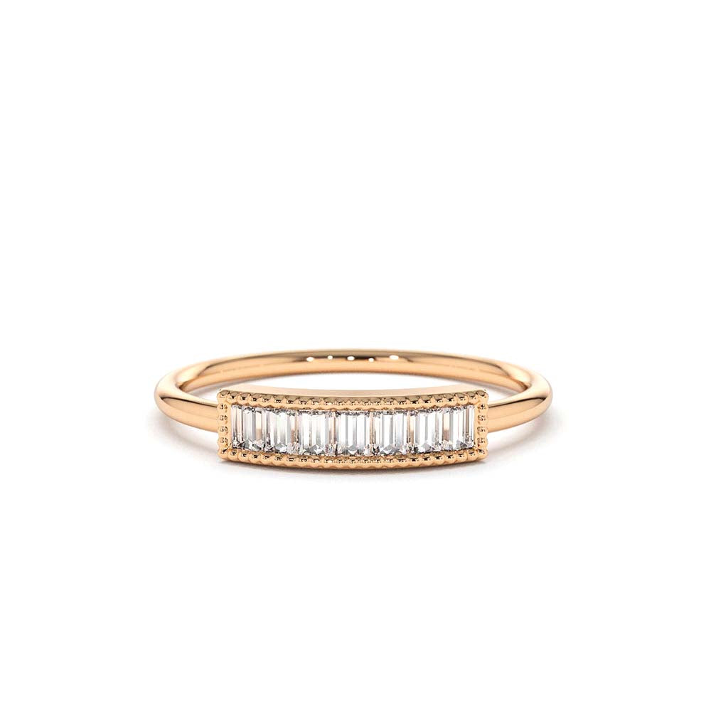 14K Channel Set Baguette Diamond Ring - view 2