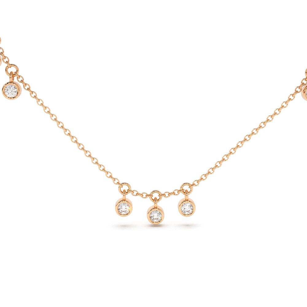 14K Gold 9 Diamond Dangle Necklace - view 2