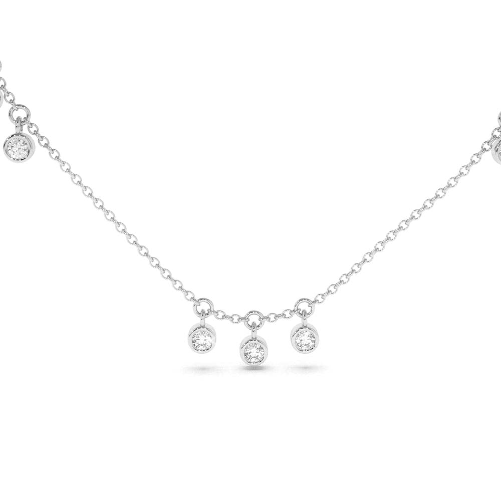 14K Gold 9 Diamond Dangle Necklace - view 3