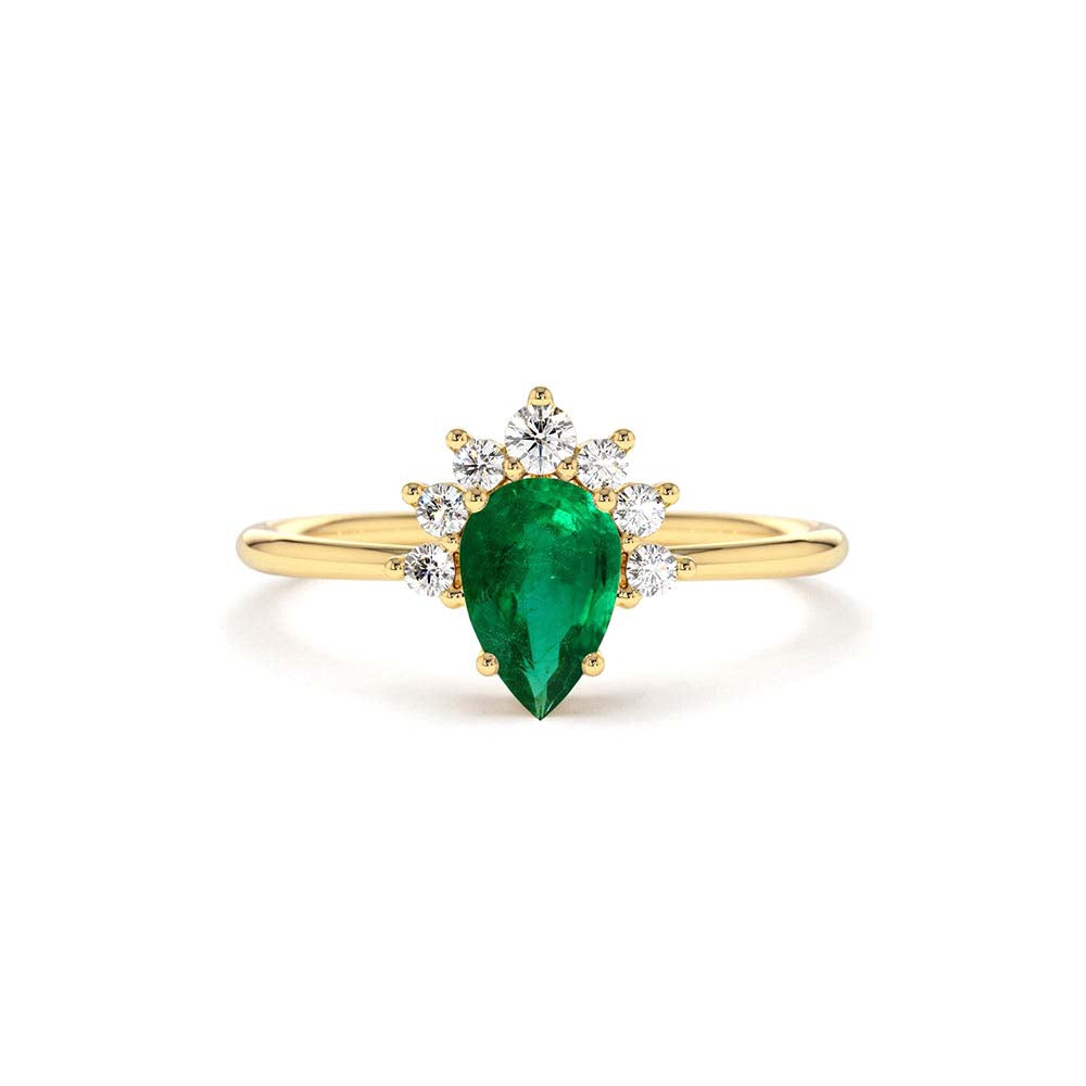 14K Pear Shape Emerald Engagement Ring by Orlina Fine