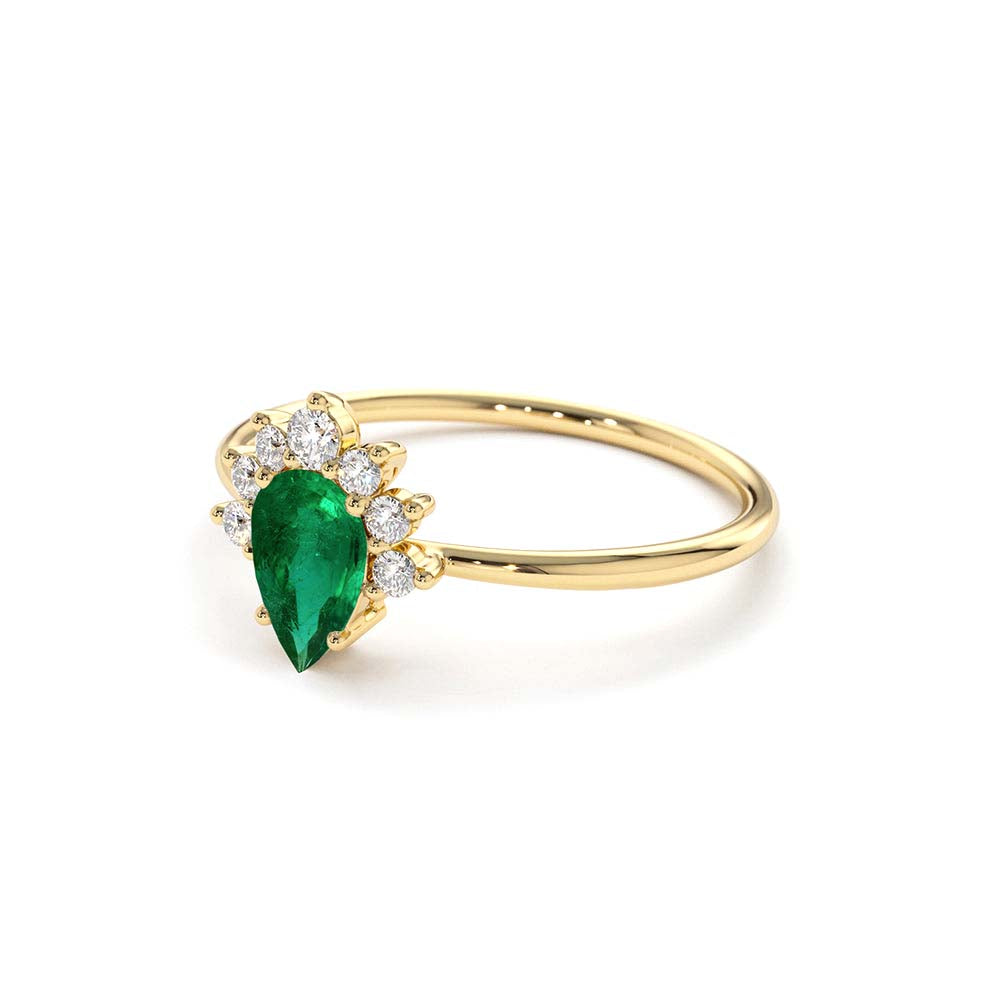 14K Pear Shape Emerald Engagement Ring - view 4