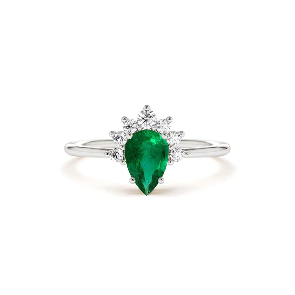 14K Pear Shape Emerald Engagement Ring - view 3