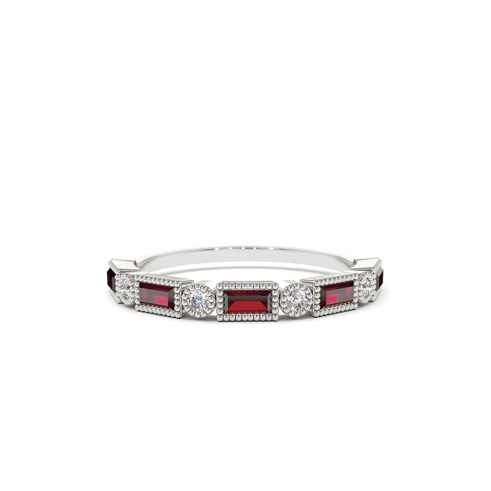 14K Baguette Ruby and Diamond Ring - view 3