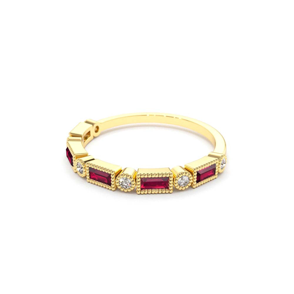 14K Baguette Ruby and Diamond Ring - view 4