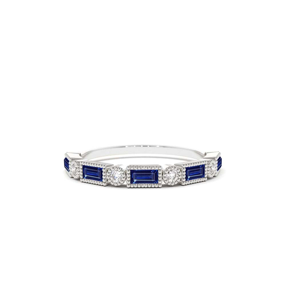 14K Sapphire Baguette and Diamond Ring - view 3