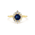 14K Round Sapphire Halo Diamond Engagement Ring by Orlina Fine
