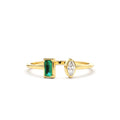 14K Gold Emerald and Diamond Cuff Ring by Orlina Fine