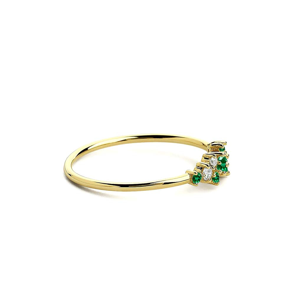 14K Emerald and Diamond Cluster Ring - view 4