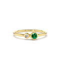 14K Gold Bezel Setting Emerald and Diamond Ring by Orlina Fine