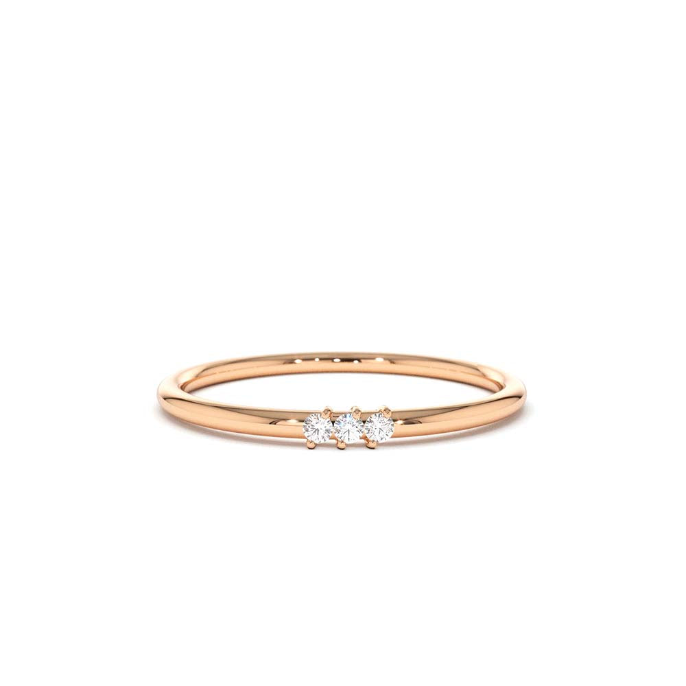 14K Gold 3 Stone Minimalist Diamond Ring - view 9