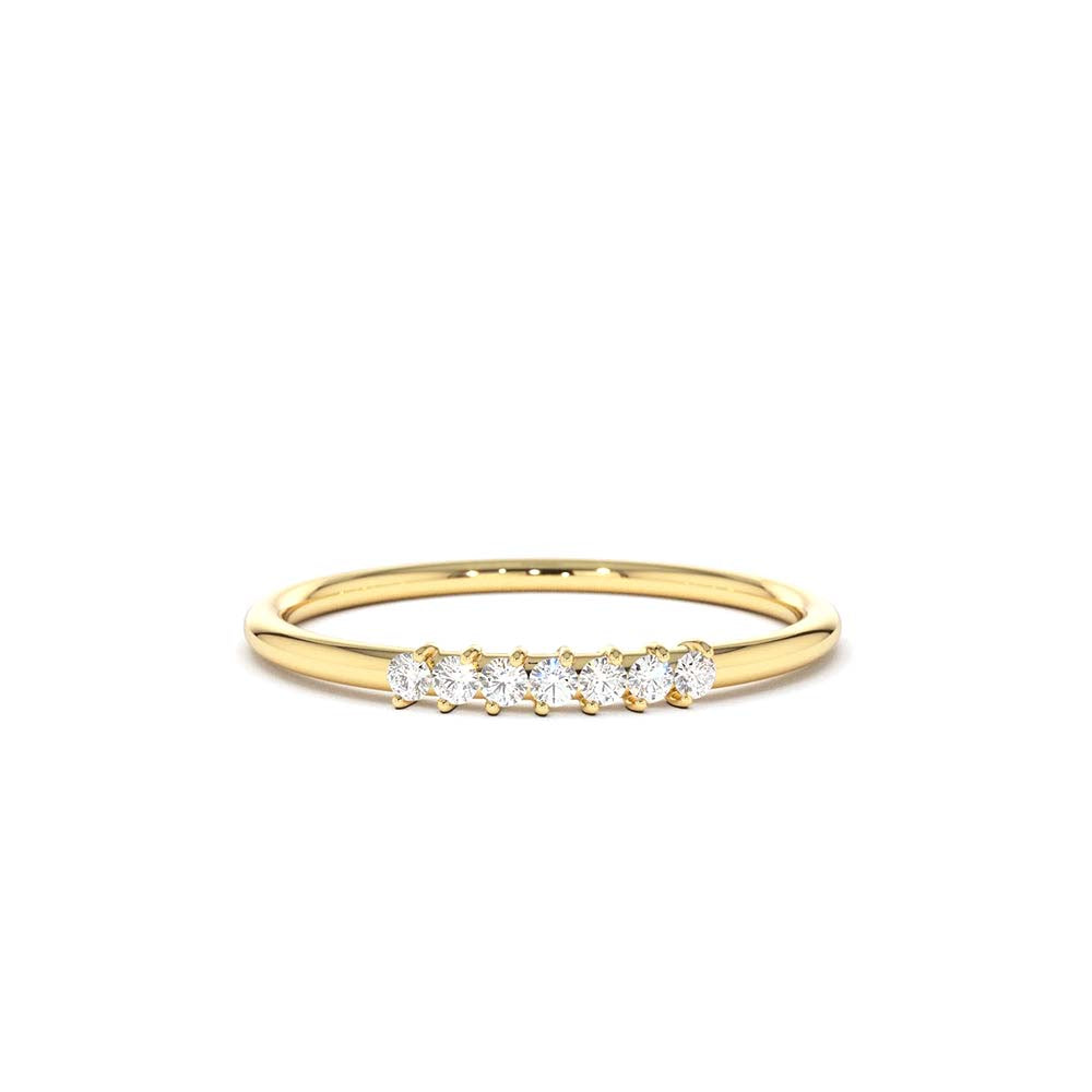 14K Gold 7 Stone Petite Diamond Wedding Band - view 2
