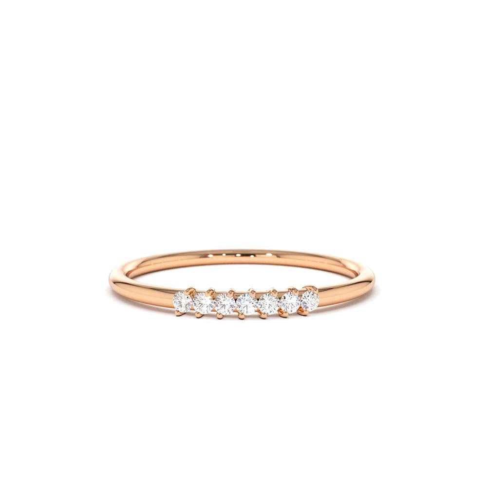 14K Gold 11 Stone Petite Diamond Wedding Band - view 4