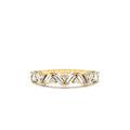 14K Gold Slanted Baguette and Round Diamond Ring by Orlina Fine