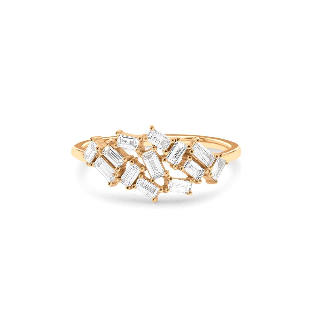 14K Baguette Diamond Cluster Ring - view 2