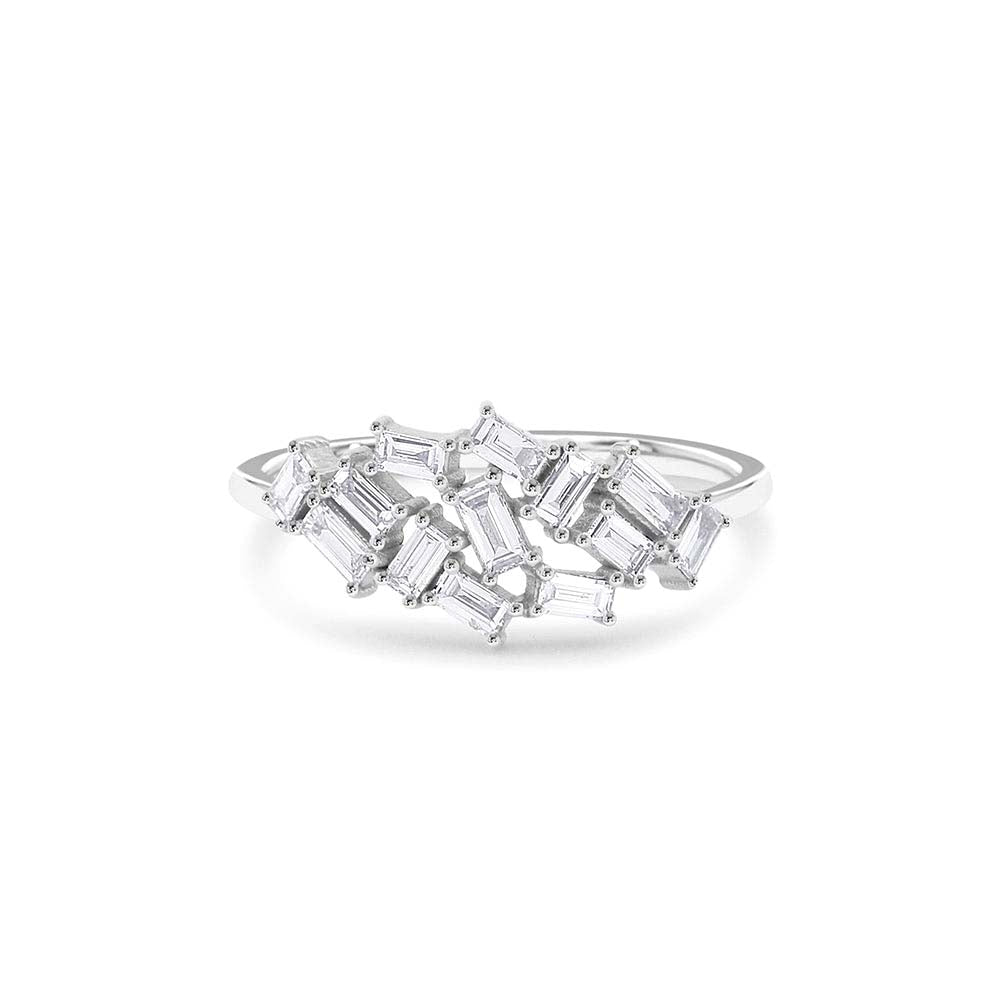 14K Baguette Diamond Cluster Ring - view 3
