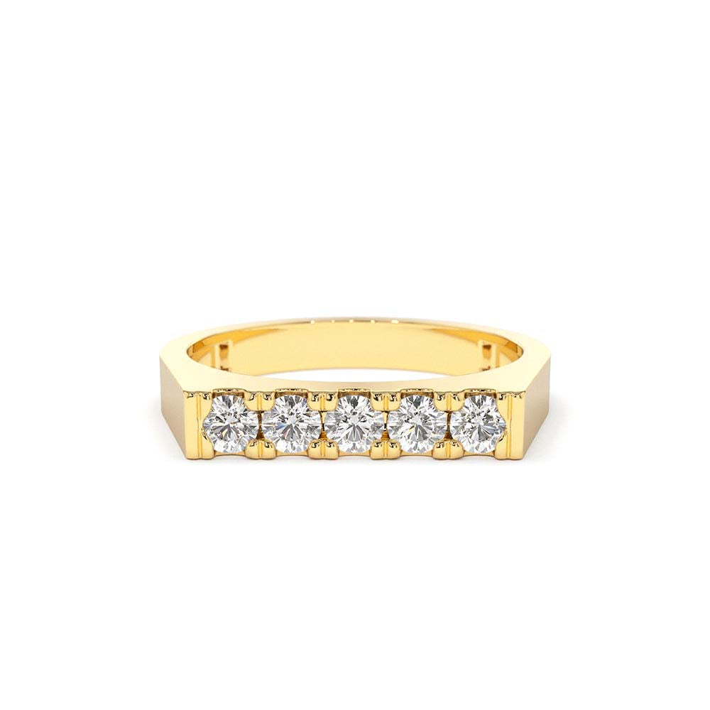 14K Rectangular Diamond Pinky Ring by Orlina Fine