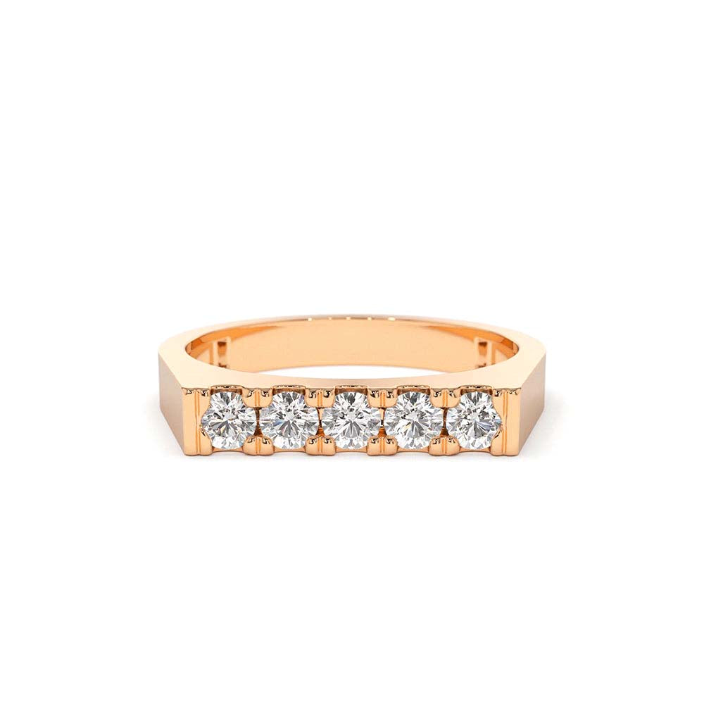 14K Rectangular Diamond Pinky Ring - view 2