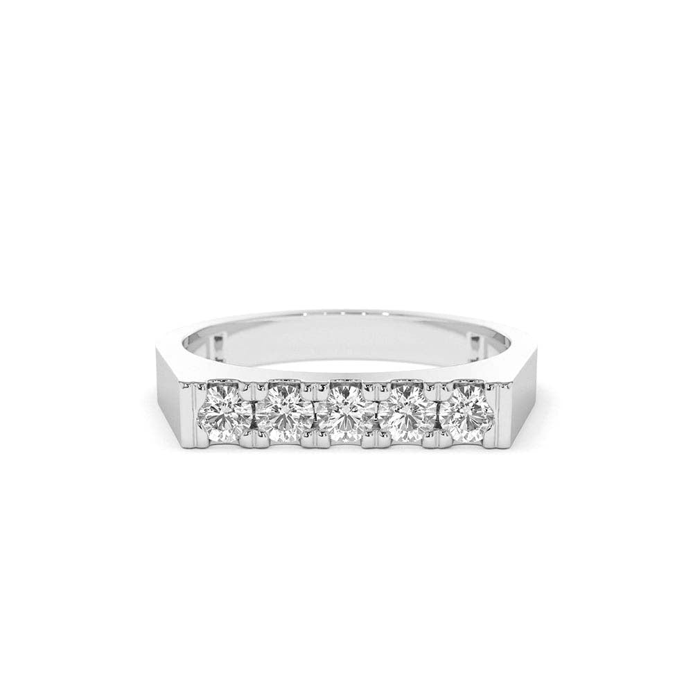 14K Rectangular Diamond Pinky Ring - view 3