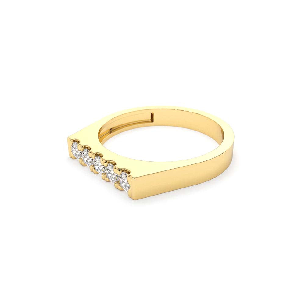 14K Rectangular Diamond Pinky Ring - view 4