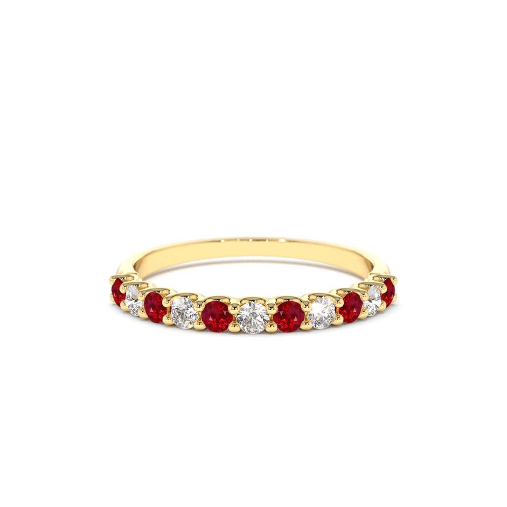 14K Shared Prong Ruby & Diamond Wedding Ring by Orlina Fine