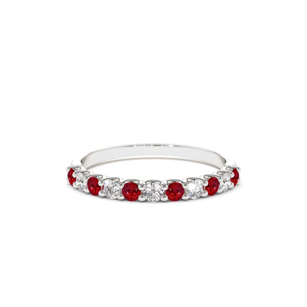 14K Shared Prong Ruby & Diamond Wedding Ring - view 2