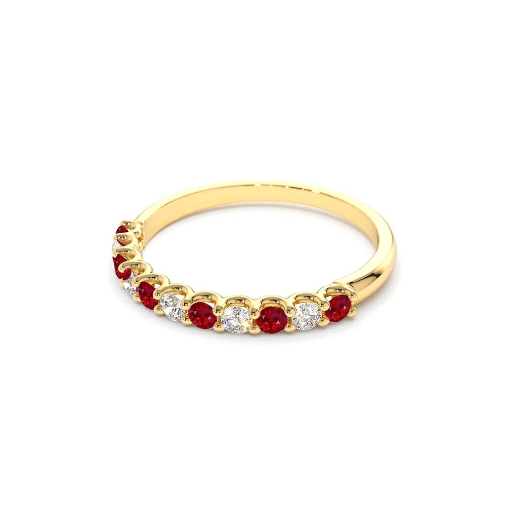 14K Shared Prong Ruby & Diamond Wedding Ring - view 4